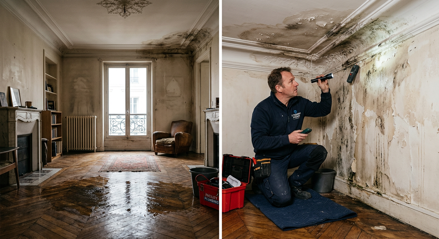 Intervention urgente dégât des eaux dans un appartement à Versailles 78
