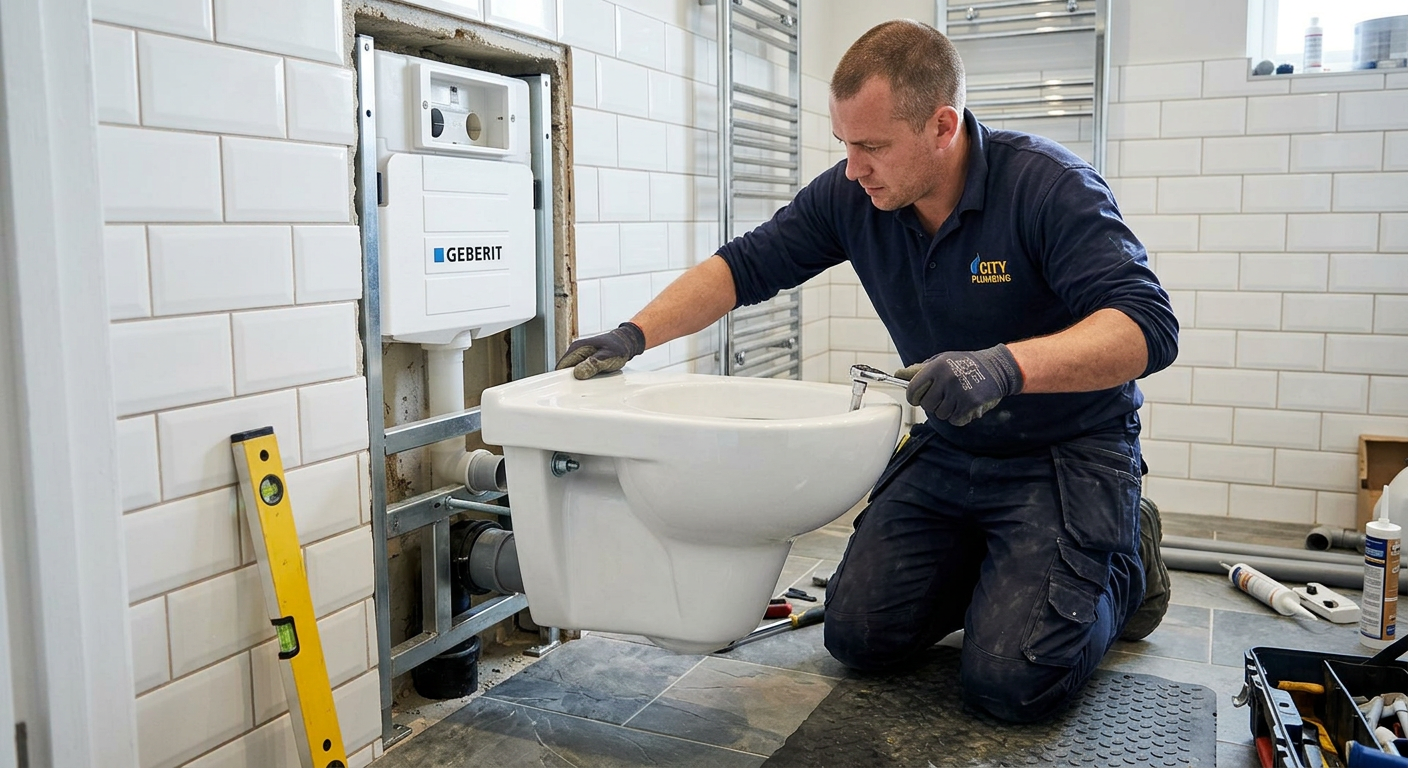 Pose de WC suspendu par un plombier professionnel à Versailles 78