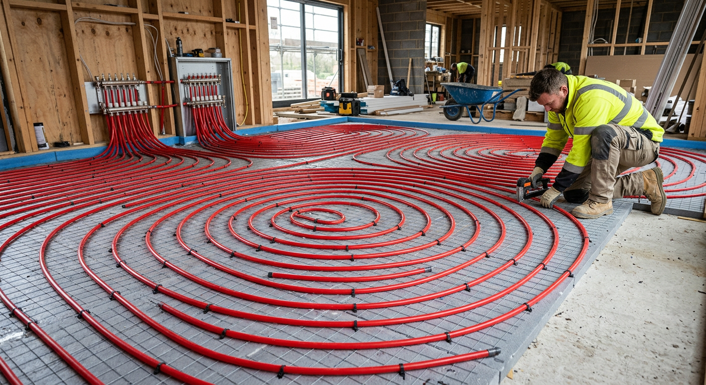 Installation de plancher chauffant hydraulique à Versailles 78